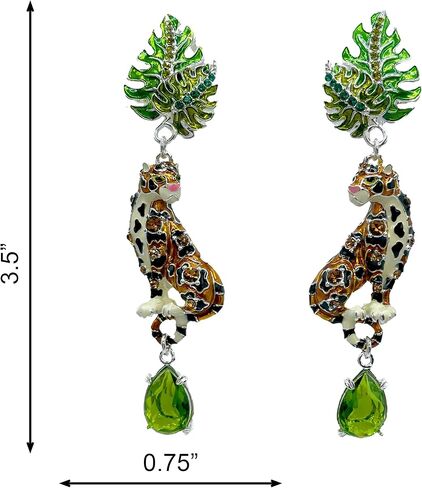 أقراط Ritzy Couture DeLuxe Wild Leopard Jungle Post المتدلية والمتدليّة - النحاس المطلي بالفضة الجميلة in Saudi Arabia