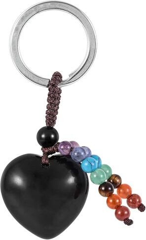 Amogeeli Heart Love Stone Keychain with 7 Chakra Healing Crystal Charm Key Holder for Women Men in Saudi Arabia