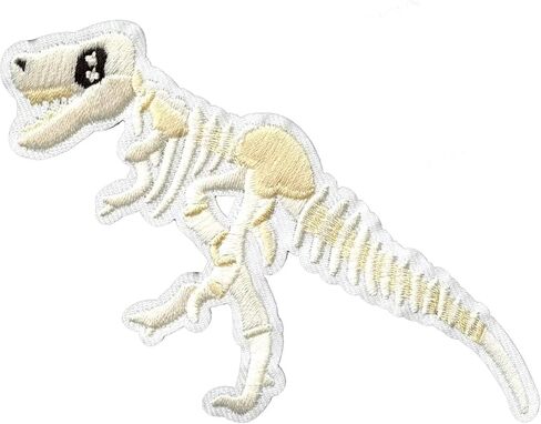 T-Rex White Skeleton Fossil Embroidered Iron on Patch in Saudi Arabia