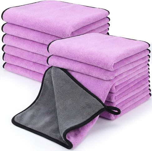 12 Pcs Microfiber Towels for Cars Large Thick Microfiber Car Drying Towel Auto Detailing Towel Absorbent Soft Cleaning Polishing Towels for Car Cleaning, 16 x 16 Inch 800 GSM (Gray and Blue) in Saudi Arabia
