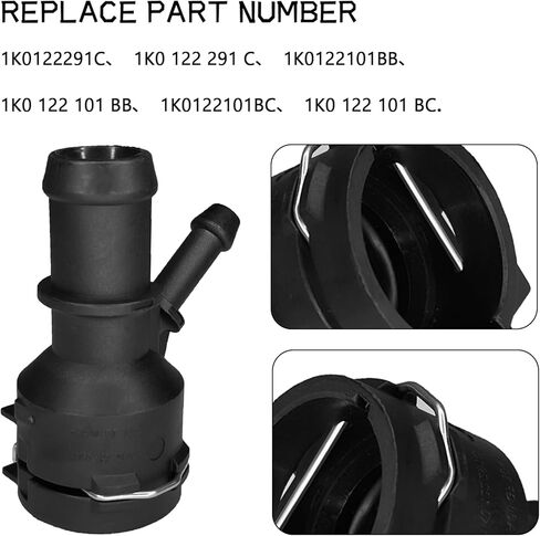 موصل خرطوم سخان سائل تبريد المحرك متوافق مع VW Golf Passat CC Eos Tiguan Beetle، Audi A3 TT Q3 Quattro استبدال 1K0122291C 1K0122101BB 1K0122101BC محول أنابيب مياه تبريد المبرد in Kuwait