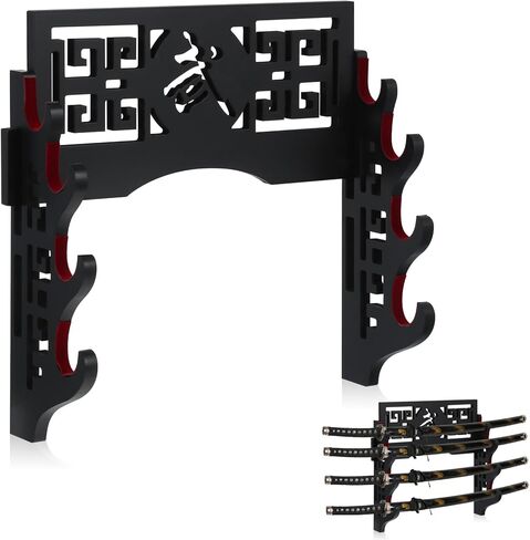 Barydat Katana Mount Sword Holder Stand Wall Mount Katana Samurai Sword Display Rack Hanger Gifts for Christmas Japanese Wakizashi Katana Samurai Sword Hobby Collection for Men(3 Tier) in Kuwait