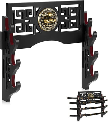 Barydat Katana Mount Sword Holder Stand Wall Mount Katana Samurai Sword Display Rack Hanger Gifts for Christmas Japanese Wakizashi Katana Samurai Sword Hobby Collection for Men(3 Tier) in Kuwait