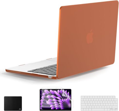 مجموعة حافظة صلبة شفافة غير لامعة من PHOCAR لجهاز MacBook Air 13.6 بوصة من موديلات M4/M3/M2 A3240/A3113/A2681، غطاء واقٍ مضاد لبصمات الأصابع مع غطاء لوحة المفاتيح، واقي شاشة ولوحة ماوس in Kuwait