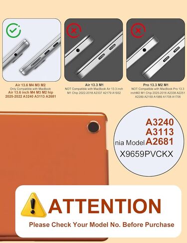 مجموعة حافظة صلبة شفافة غير لامعة من PHOCAR لجهاز MacBook Air 13.6 بوصة من موديلات M4/M3/M2 A3240/A3113/A2681، غطاء واقٍ مضاد لبصمات الأصابع مع غطاء لوحة المفاتيح، واقي شاشة ولوحة ماوس in Kuwait