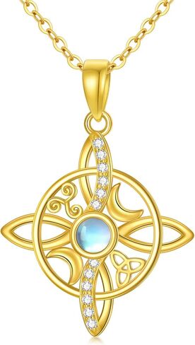 قلادة عقدة سلتيك من الذهب الصلب عيار 14 قيراط للنساء، قلادة تميمة من الذهب الحقيقي، قلادة قلادة أيرلندية، مجوهرات هدايا عيد ميلاد عيد الأم للنساء، الصديقة، الزوجة، الأم، لها in Kuwait