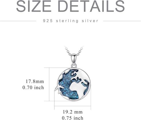 Earth Necklace for Women 925 Sterling Silver Earth Airplane Necklace Birthday Christmas Jewelry Gifts for Women in Saudi Arabia