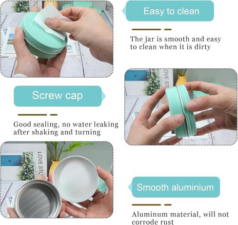 علب 2 أونصة مع أغطية للمرهم 48 علبة علب مرهم 2 أونصة حاوية علب دائرية لمستحضرات التجميل برطمانات شموع مثالية علب صفيح من الألومنيوم مع أغطية لولبية للمسحوق والتوابل والمراهم والشموع (أخضر نعناعي) in Kuwait