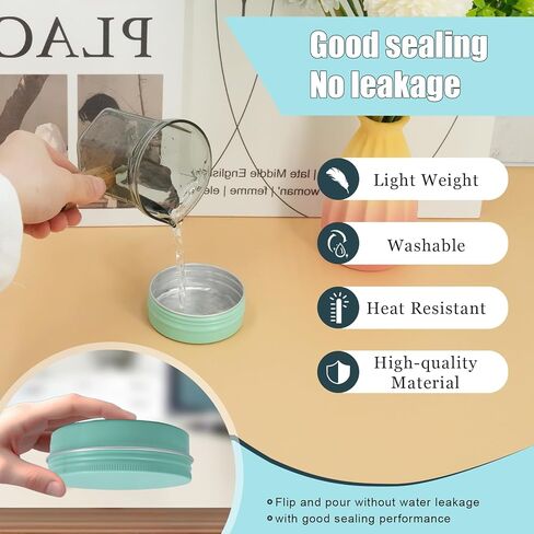 علب 2 أونصة مع أغطية للمرهم 48 علبة علب مرهم 2 أونصة حاوية علب دائرية لمستحضرات التجميل برطمانات شموع مثالية علب صفيح من الألومنيوم مع أغطية لولبية للمسحوق والتوابل والمراهم والشموع (أخضر نعناعي) in Kuwait