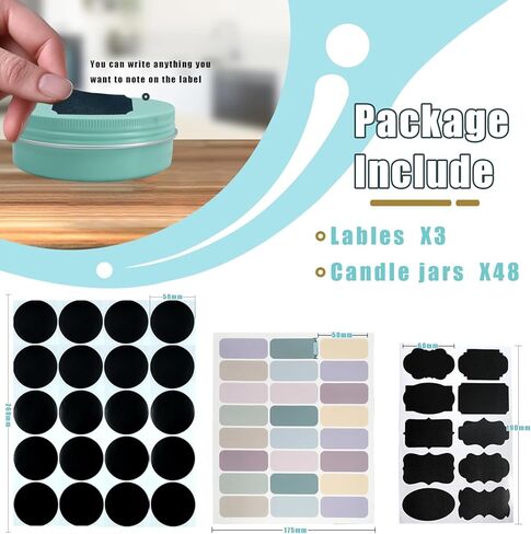 علب 2 أونصة مع أغطية للمرهم 48 علبة علب مرهم 2 أونصة حاوية علب دائرية لمستحضرات التجميل برطمانات شموع مثالية علب صفيح من الألومنيوم مع أغطية لولبية للمسحوق والتوابل والمراهم والشموع (أخضر نعناعي) in Kuwait