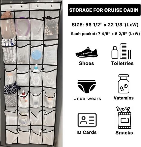 Cruise Essentials Over The Door Shoe Organizer Magnetic Hooks for Royal Caribbean/Carnival/Princess/NCL/Celebrity/MSC/Norwegian Ship Cabin,Small Hanging Decoration Magnets,Travel Accessories Must Have in Kuwait