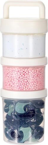Portable Laundry Detergent Dispenser with Handle, Stackable Laundry Storage Containers for Apartments and Dorms, Small Plastic Detergents Organizer for Scent Booster Pods Tablets Powder-3 Tier in Saudi Arabia