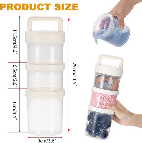 Portable Laundry Detergent Dispenser with Handle, Stackable Laundry Storage Containers for Apartments and Dorms, Small Plastic Detergents Organizer for Scent Booster Pods Tablets Powder-3 Tier in Saudi Arabia