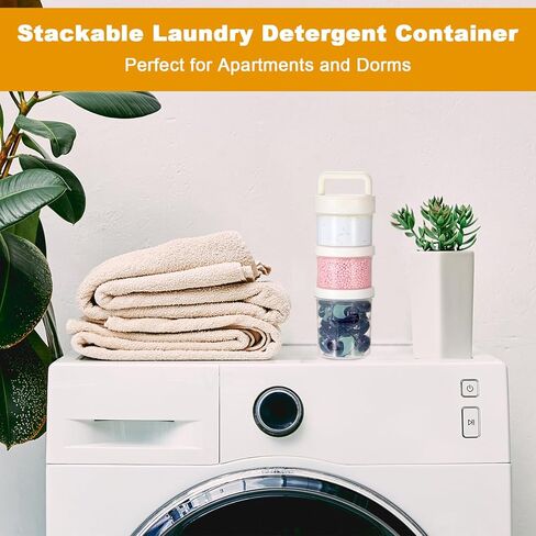 Portable Laundry Detergent Dispenser with Handle, Stackable Laundry Storage Containers for Apartments and Dorms, Small Plastic Detergents Organizer for Scent Booster Pods Tablets Powder-3 Tier in Saudi Arabia