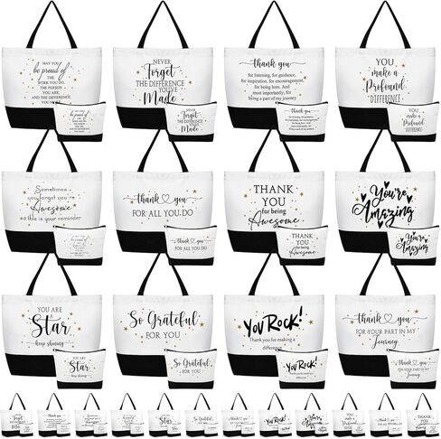 Abbylike 48 Pcs Thank You Gift Tote Bags for Women Mothers Appreciation Employee Canvas Bags Teacher Coworker Staff Nurse in Saudi Arabia