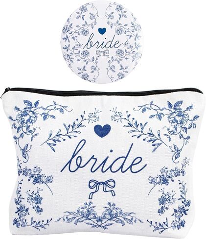 Bride Makeup Bag with Mirror, Bride To Be Gifts for Women Travel Toiletry Bag Make Up Bag Bridal Shower Gifts for Engagement Wedding in Kuwait