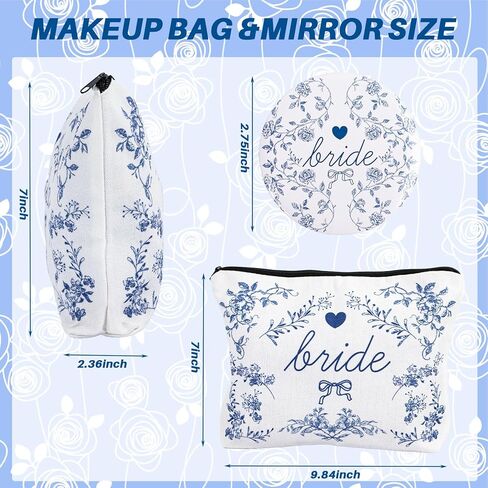 Bride Makeup Bag with Mirror, Bride To Be Gifts for Women Travel Toiletry Bag Make Up Bag Bridal Shower Gifts for Engagement Wedding in Kuwait