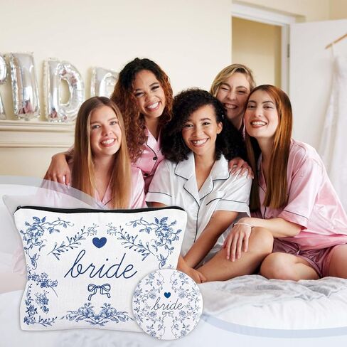 Bride Makeup Bag with Mirror, Bride To Be Gifts for Women Travel Toiletry Bag Make Up Bag Bridal Shower Gifts for Engagement Wedding in Kuwait