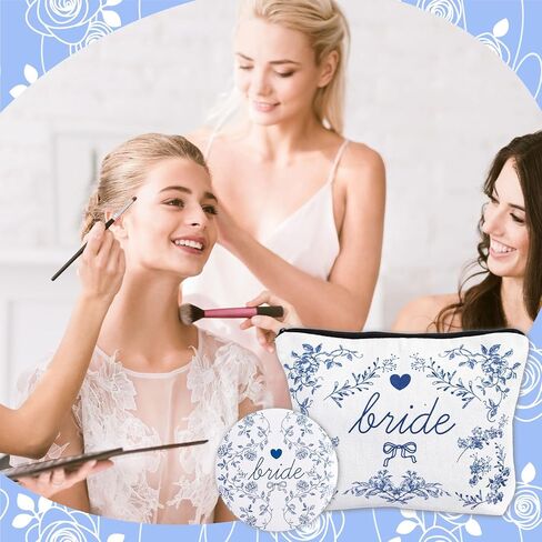 Bride Makeup Bag with Mirror, Bride To Be Gifts for Women Travel Toiletry Bag Make Up Bag Bridal Shower Gifts for Engagement Wedding in Kuwait