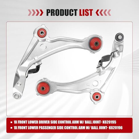قطعتان من أذرع التحكم الأمامية السفلية مع مجموعات تعليق مفاصل كروية لـ 2007-2012 Nissan Altima، 2013 Altima Coupe 2-Door فقط، استبدال K620195 K620196 in Kuwait