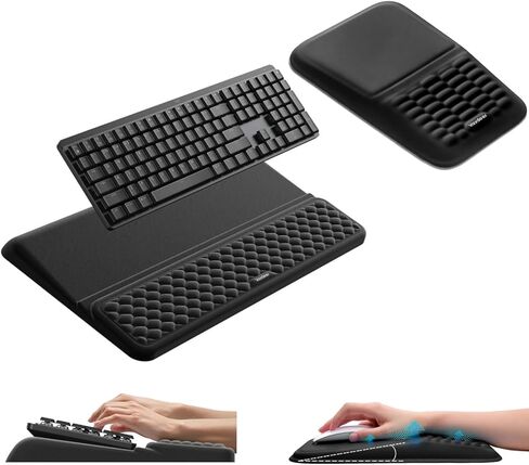 Vaydeer Keyboard Stand and Mouse Pad Set with Wrist Rest, Soft Memory Foam Wrist Support, Ergonomic Wrist Cushion for Desk, Relieves Carpal Tunnel Pain, Palm Hand Typing for Office, Home, Gaming in Saudi Arabia
