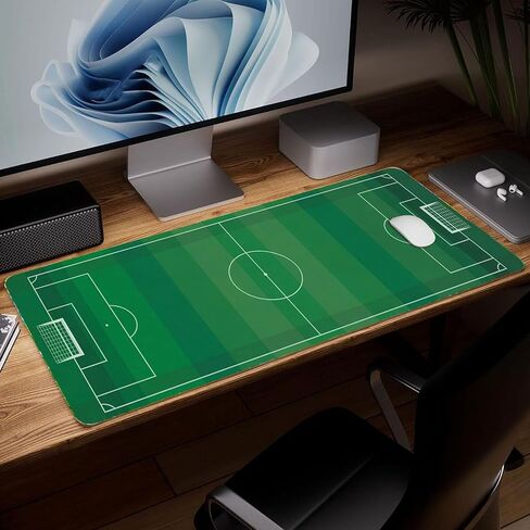 Leather Soccer Field Pattern Desk Pad, Colorful Art Mouse Pad Large Computer Keyboard Gaming Mousepad Waterproof Desktop Protector & Cover, Decorative PU Leather Laptop Mouse Mat 10 x 25.6 inch V1 in Saudi Arabia
