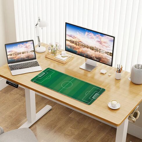 Leather Soccer Field Pattern Desk Pad, Colorful Art Mouse Pad Large Computer Keyboard Gaming Mousepad Waterproof Desktop Protector & Cover, Decorative PU Leather Laptop Mouse Mat 10 x 25.6 inch V1 in Saudi Arabia