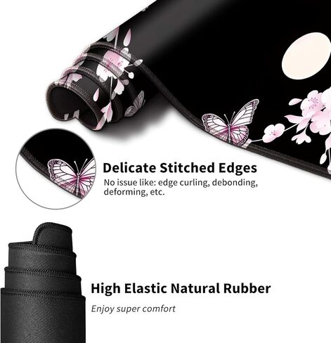 RYUITHDJP Large Mouse Pad for Gaming+Keyboard Wrist Rest+Wrist Support+Coaster Set of 4, XXL Extended Gaming Mouse Pad Desk Pad Easy Typing Pain Relief Non Skid Base Desk Mat-Cherry Blossom in Kuwait