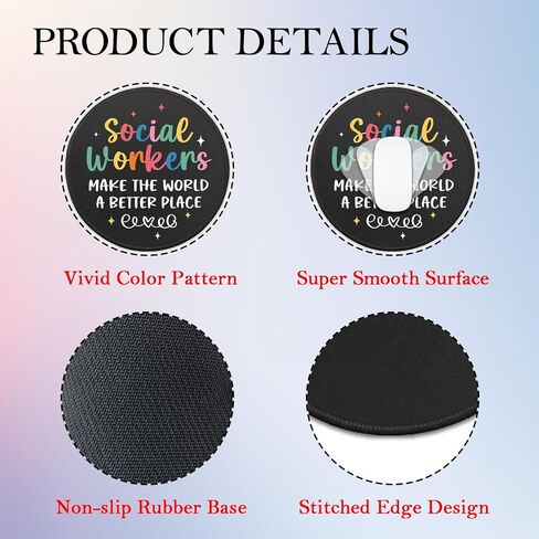 Social Worker Gifts, Social Workers Make The World A Better Place Mouse Pad for Desk, Small Mousepad with Non-Slip Rubber Base, Thank You Gifts for Social Worker, Social Worker Office Decor in Kuwait