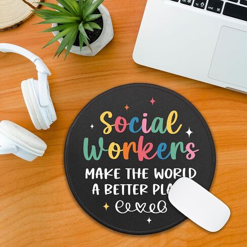 Social Worker Gifts, Social Workers Make The World A Better Place Mouse Pad for Desk, Small Mousepad with Non-Slip Rubber Base, Thank You Gifts for Social Worker, Social Worker Office Decor in Kuwait