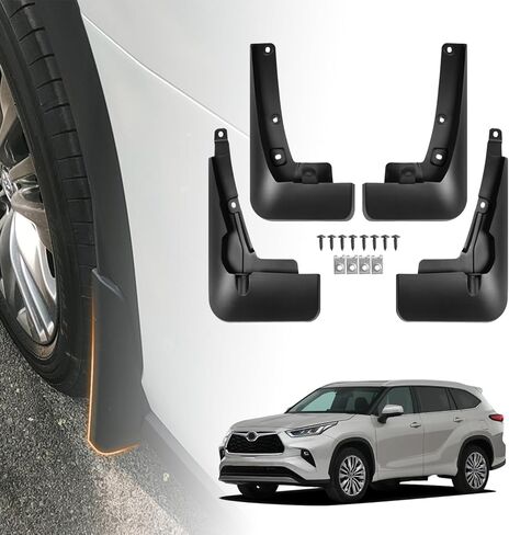 4PCS Mud Guards Splash Flaps Mudflaps Compatible with Toyota Highlander 2020-2024(Not for 4WD) Auto Exterior Accessories Front Rear Tire Mudguards Kit Vehicle Wheel Liner Fenders in Kuwait