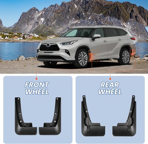 4PCS Mud Guards Splash Flaps Mudflaps Compatible with Toyota Highlander 2020-2024(Not for 4WD) Auto Exterior Accessories Front Rear Tire Mudguards Kit Vehicle Wheel Liner Fenders in Kuwait