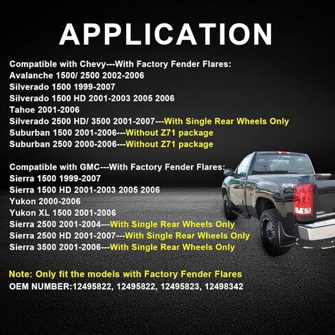 G-PLUS 4PCS Set Front Rear Molded Wheel Mudguard Compatible with 1999-2007 Silverado/Sierra 1500.2007-2014 Sierra 2500/3500 Mud Flaps Mud Guards Splash Kit in Saudi Arabia