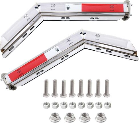 Angled Mud Flap Hanger Bracket for Semi Truck with Reflective Strip Sticker, 30’’ Length 2-1/2" Bolt Spacing, Heavy-Duty Spring-Loaded Hangers Chrome-Plated Equipped 2Pcs in Kuwait