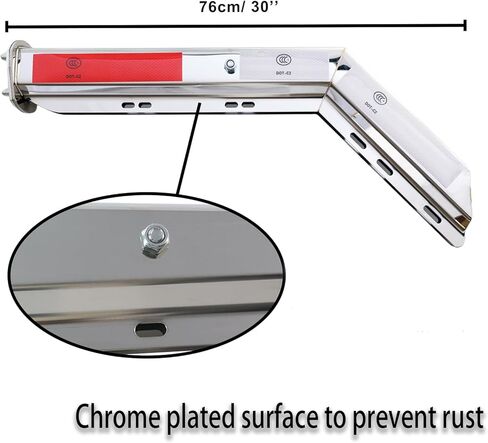 Angled Mud Flap Hanger Bracket for Semi Truck with Reflective Strip Sticker, 30’’ Length 2-1/2" Bolt Spacing, Heavy-Duty Spring-Loaded Hangers Chrome-Plated Equipped 2Pcs in Kuwait
