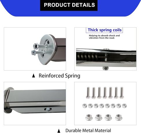 Angled Mud Flap Hanger Bracket for Semi Truck with Reflective Strip Sticker, 30’’ Length 2-1/2" Bolt Spacing, Heavy-Duty Spring-Loaded Hangers Chrome-Plated Equipped 2Pcs in Kuwait