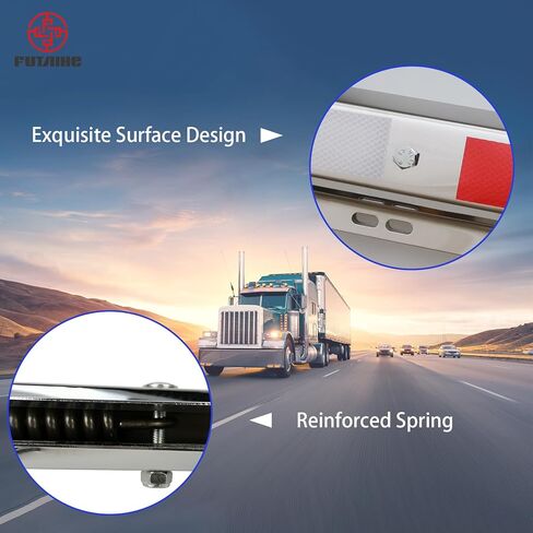 Angled Mud Flap Hanger Bracket for Semi Truck with Reflective Strip Sticker, 30’’ Length 2-1/2" Bolt Spacing, Heavy-Duty Spring-Loaded Hangers Chrome-Plated Equipped 2Pcs in Kuwait