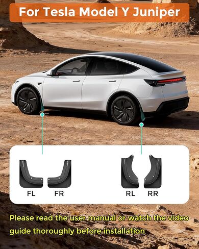 Mud Flaps for New Tesla Model Y Juniper 2026 2025 Fender Accessories, All-Weather Front and Rear Splash Guards 4PCS, PP Plastic Heavy-Duty Mudflaps, Maximum Rock & Mud Protection in Saudi Arabia