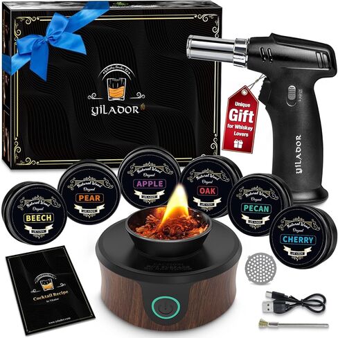 Electric Whiskey Smoker Kit With Torch, Valentines Day Gifts For Him, 6 Wood Chips, Cocktails Smoker Infuser Kit For Old Fashioned Bourbon Drinks, Gifts For Men, Fathers(Without Butane) in Kuwait