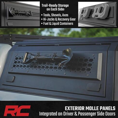 غطاء سرير لشاحنة Rough Country Truck لسيارة Toyota Tacoma (2016-2023) سرير 5 أقدام - تصميم معياري، قفل أبواب الوصول إلى جناح النورس، لوحات مولي، إضاءة داخلية LED in Saudi Arabia