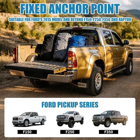 مثبتات ربط لسرير الشاحنة شديدة التحمل لسيارة Ford F150 F250 F350 & Raptor 2015–2026 - بديل لـ FL3Z-99000A64-B & FL3Z-9928408-AB، مثبتات ربط البضائع المتوافقة مع BoxLink مع حلقة D (4 عبوات) in Kuwait