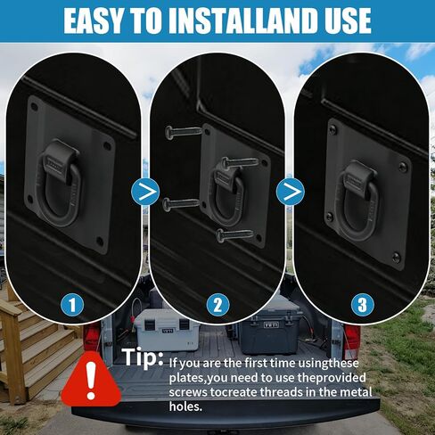 مثبتات ربط لسرير الشاحنة شديدة التحمل لسيارة Ford F150 F250 F350 & Raptor 2015–2026 - بديل لـ FL3Z-99000A64-B & FL3Z-9928408-AB، مثبتات ربط البضائع المتوافقة مع BoxLink مع حلقة D (4 عبوات) in Kuwait