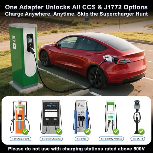SORGHUM 2-in-1 CCS & J1772 to Tesla Adapter - CCS to NACS Adapter Compatible with Tesla Model Y/3/S/X/Cybertruck Max 250KW DC Superfast Charging for Electrify America/ChargePoint/EVgo/Blink in Kuwait
