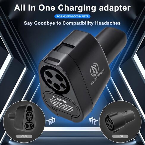 SORGHUM 2-in-1 CCS & J1772 to Tesla Adapter - CCS to NACS Adapter Compatible with Tesla Model Y/3/S/X/Cybertruck Max 250KW DC Superfast Charging for Electrify America/ChargePoint/EVgo/Blink in Kuwait