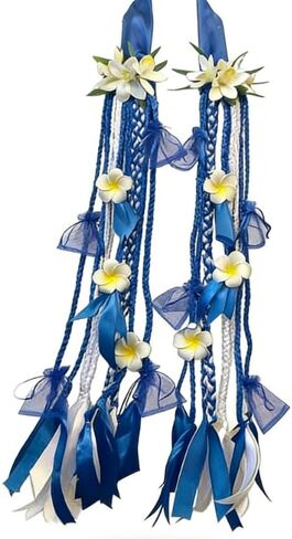 Graduation Ribbon Leis Class of 2026 Hawaiian Ribbon Braided Lei with Flowers in Saudi Arabia