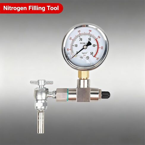 مجموعة أدوات تعبئة الصدمات بالنيتروجين 700 رطل لكل بوصة مربعة عالية الدقة بدون فقدان أداة تعبئة النيتروجين مع امتداد لصدمات صمام شريدر تناسب جميع الصدمات مع صمام تعبئة شريدر in Kuwait