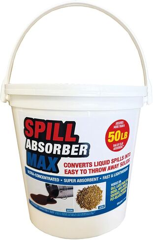 ممتص الانسكاب MAX انسكاب ماص دلو 1 رطل يستبدل 50 رطلاً من الطين. تنظيف الانسكابات الفورية. امتصاص الزيت، طلاء اللاتكس، الغاز، الديزل، مضاد التجمد، المذيبات، الكيروسين، القيء، البول، الحيوانات الأليفة. مكب النفايات آمن* in Kuwait