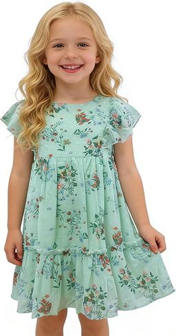 AGQT Toddler Girls Ruffle Dress Sleeveless Flower Girls Swiss Dots Flowy Pleated Party Dress Size 1-6T in Saudi Arabia
