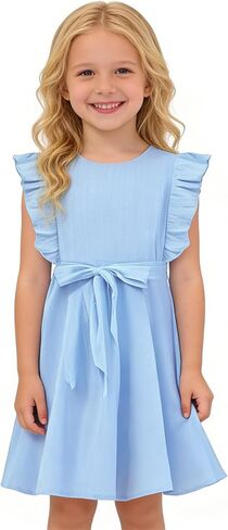 Agqt Toddler Girls Girls Grofle Dressy Floweress Flower Girls Swiss Swiss Dots Flowy Plate Party Size 1-6T in Kuwait