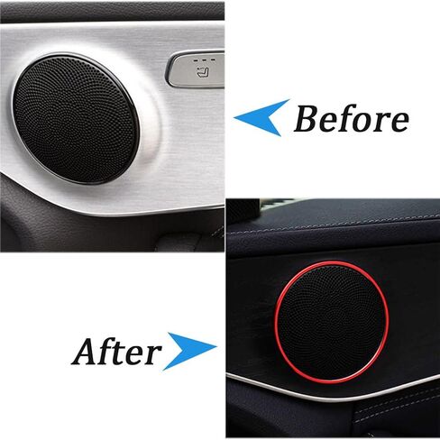 Red Door Stereo Audio Speaker Horn Circle Ring Loudspeaker Cover Trim Compatible with C Class C250 C300 C350 W205 E Class W213 GLC Class GLC250 GLC300 in Saudi Arabia